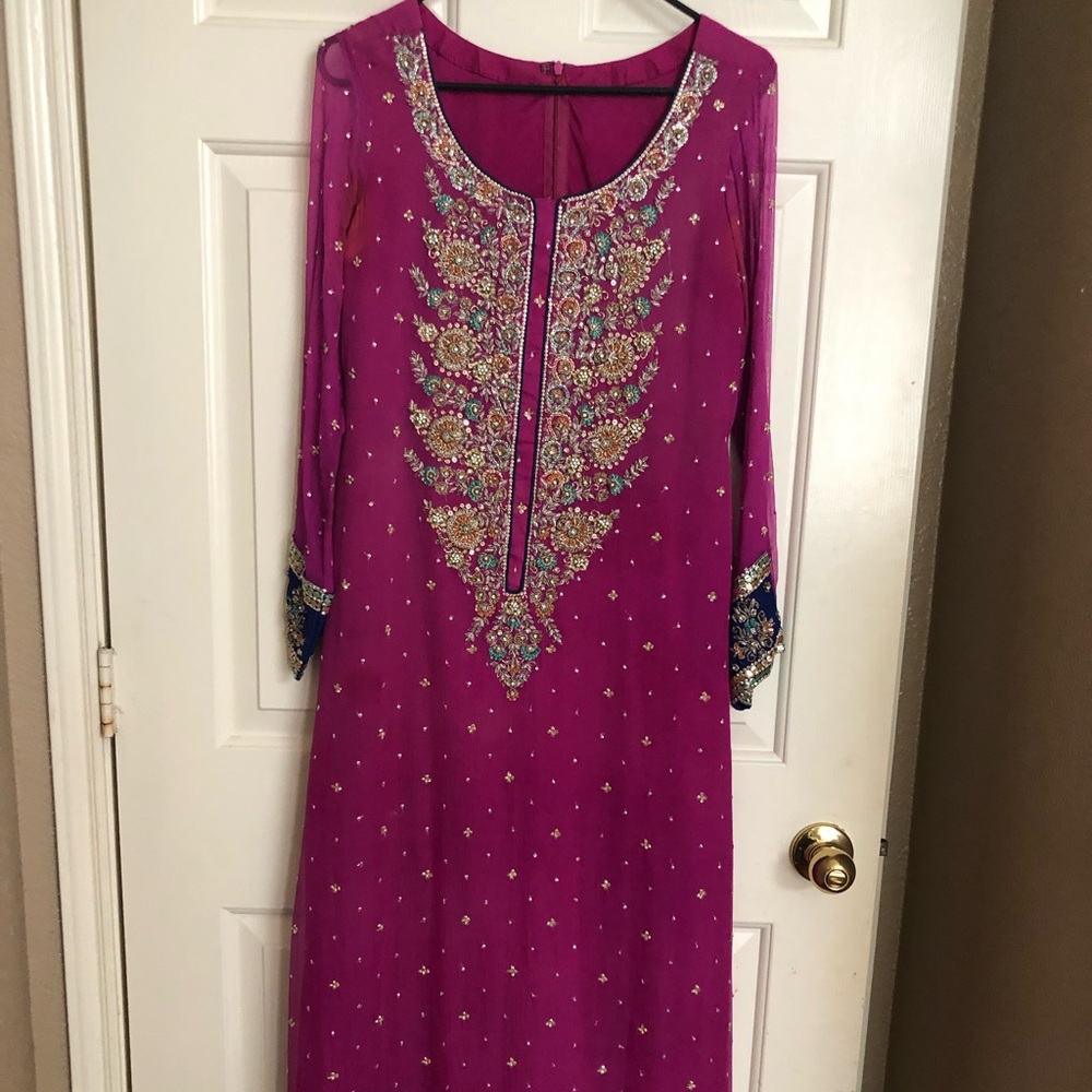 Palazoo pants shadi mehndi dholki Pakistani designer dress.
